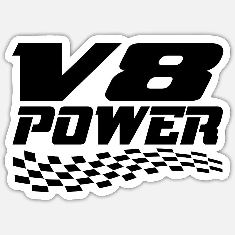 V8 - Sticker taille S (10 x 10 cm) - blanc mat