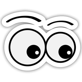 yeux - Sticker taille S (10 x 10 cm) - blanc mat - Devant