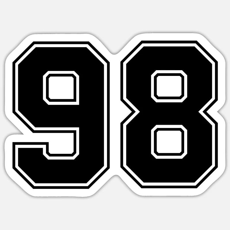 98 number jersey - Sticker size S (10 x 10 cm) - white matte