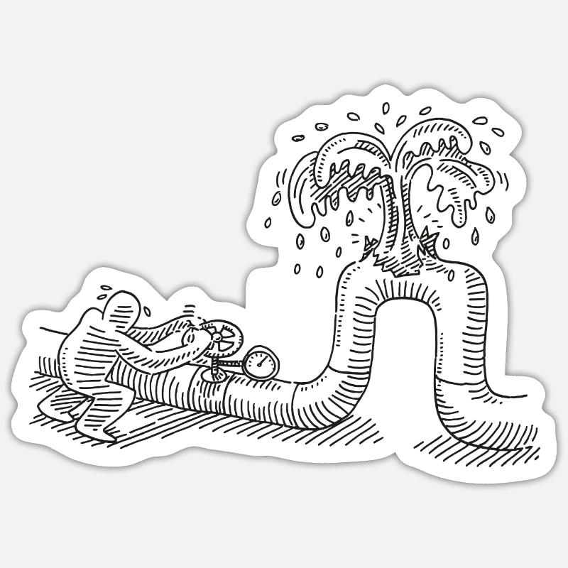 Technician Pipeline Problem Oil Leak Drawing Sticker size S (10 x 10 cm)