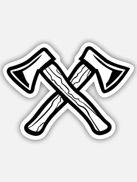 Gekreuzte Äxte, Axes - Sticker Größe S (10 x 10 cm) - Mattweiß