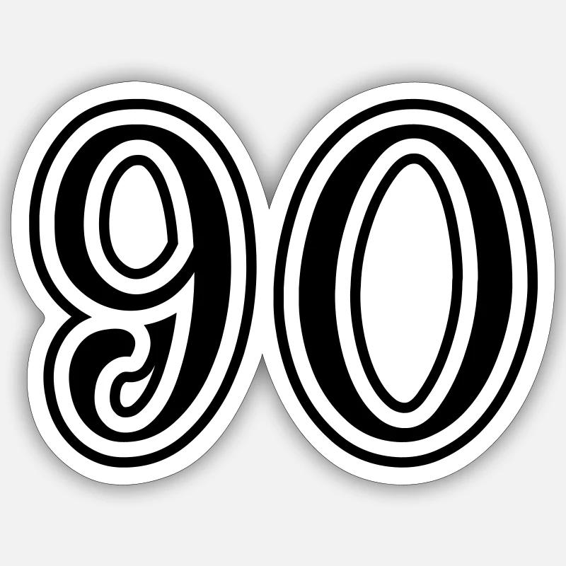 Numéro 90 - Sticker taille S (10 x 10 cm) - blanc mat
