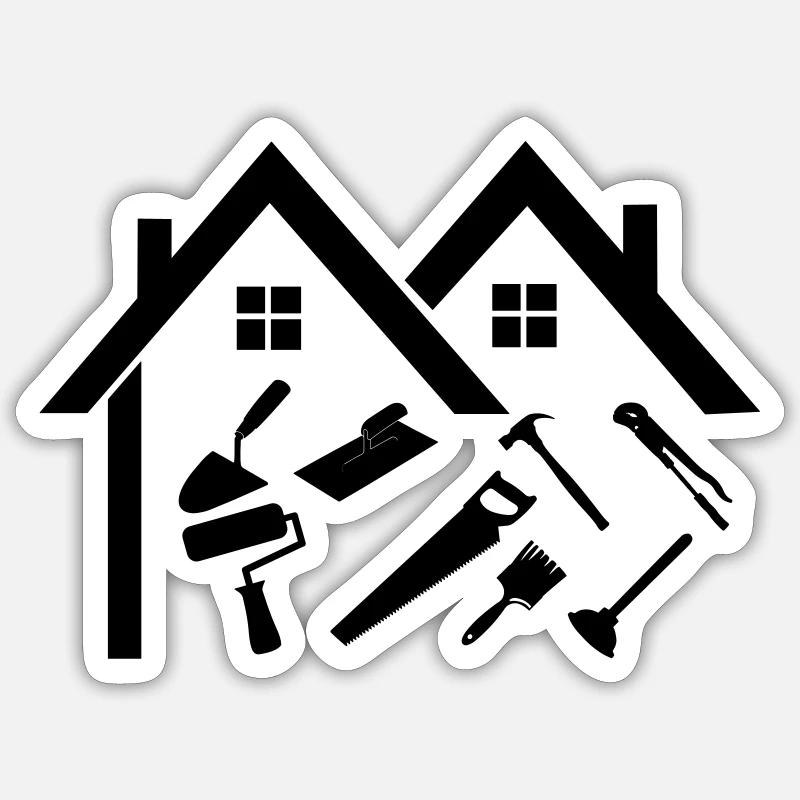 Bricoleur d’entreprise de construction - Sticker taille S (10 x 10 cm) - blanc mat