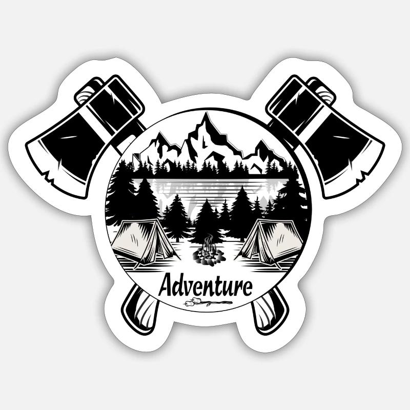 Adventure camping - Sticker size S (10 x 10 cm) - white matte