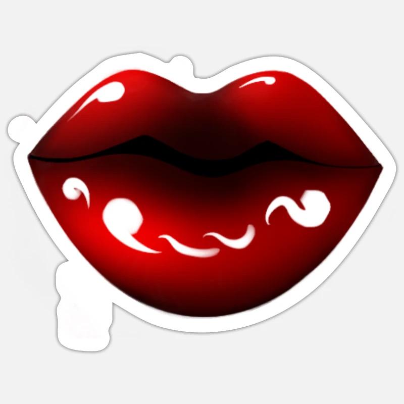 Lèvres rouges - Sticker taille S (10 x 10 cm) - blanc mat