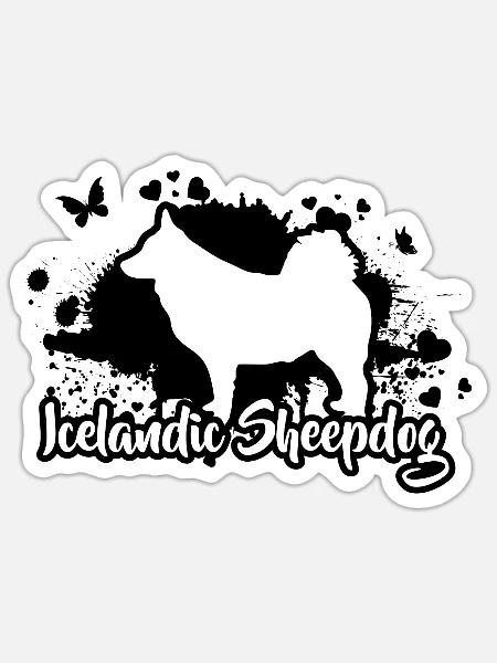 ICELANDIC SHEEPDOG Hunderasse Hund Hunde Wilsigns - Sticker Größe S (10 x 10 cm) - Mattweiß