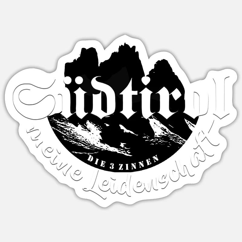 Tyrol du Sud Ma passion Dolomites 3 Pics - Sticker taille S (10 x 10 cm) - blanc mat