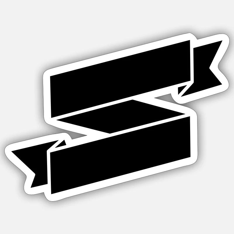 Bannière ruban noir - Sticker taille S (10 x 10 cm) - blanc mat