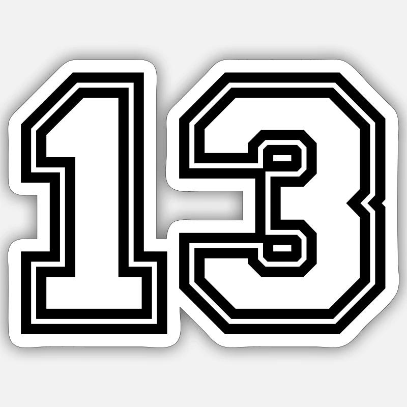 13 Symbole numérique - Sticker taille S (10 x 10 cm) - blanc mat