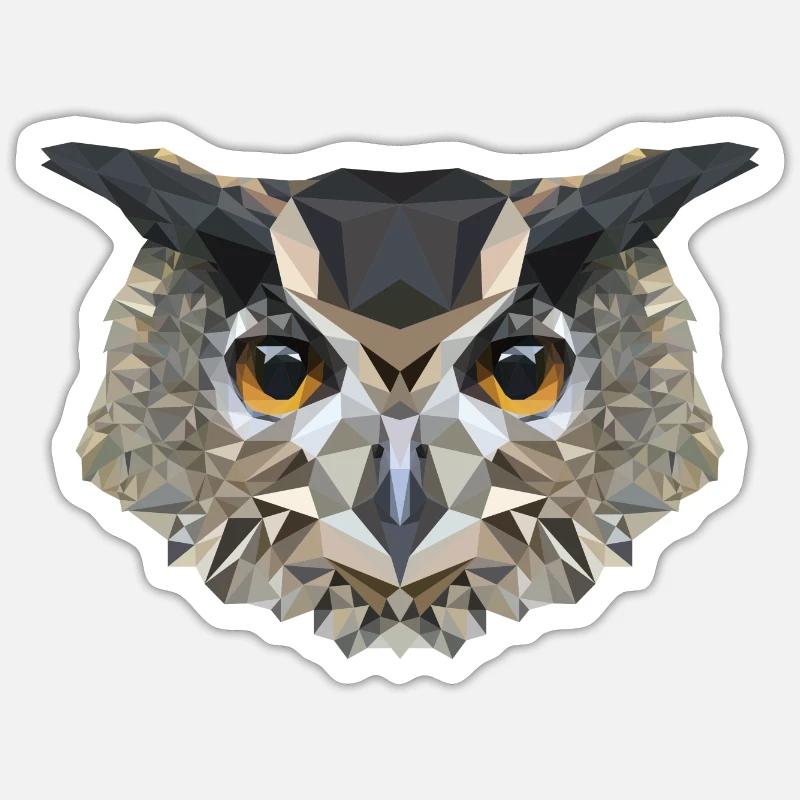Eule Polygon Kauz - Sticker Größe S (10 x 10 cm) - Mattweiß