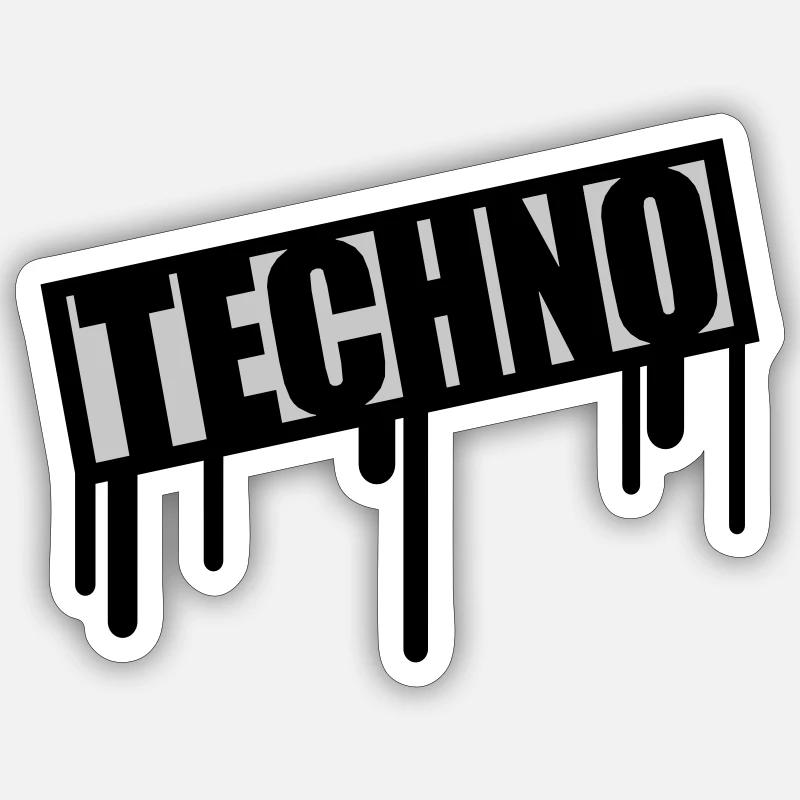 Techno Stempel Tropfen - Sticker Größe S (10 x 10 cm) - Mattweiß