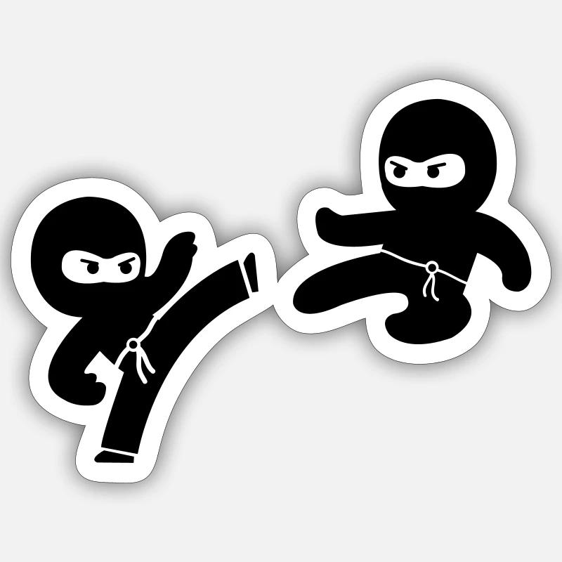 Ninjas - Sticker taille S (10 x 10 cm) - blanc mat