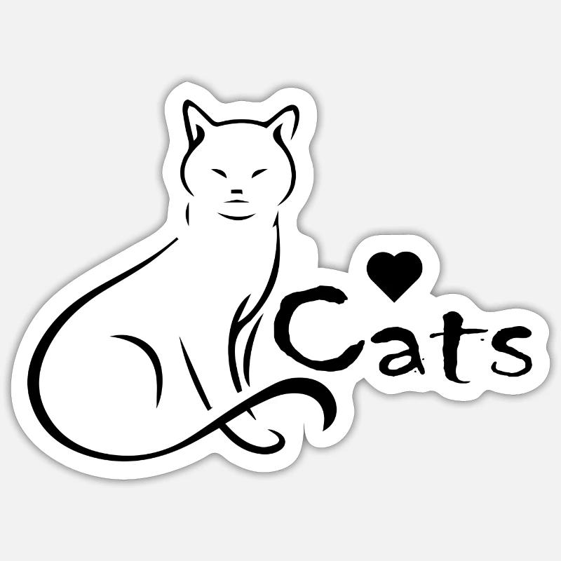 Chat Katze - Sticker taille S (10 x 10 cm) - blanc mat
