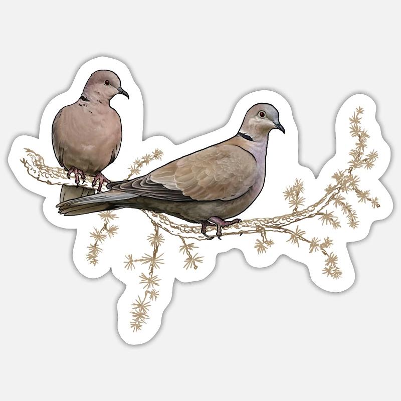 Two pigeons - Sticker size S (10 x 10 cm) - white matte