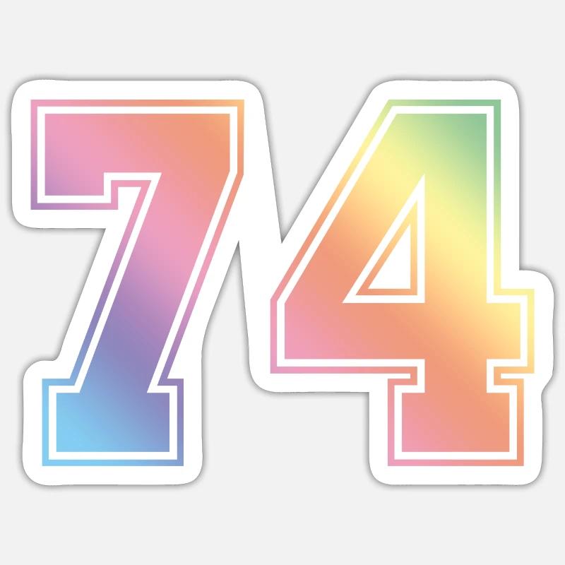 74 Numéro coloré - Sticker taille S (10 x 10 cm) - blanc mat