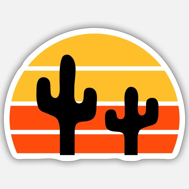 Two cacti in front of a half-sun Sticker size S (10 x 10 cm)