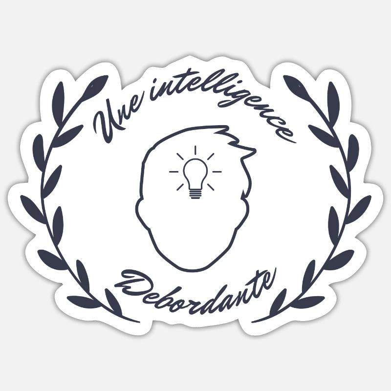 Une intelligence debordante - Sticker taille S (10 x 10 cm) - blanc mat
