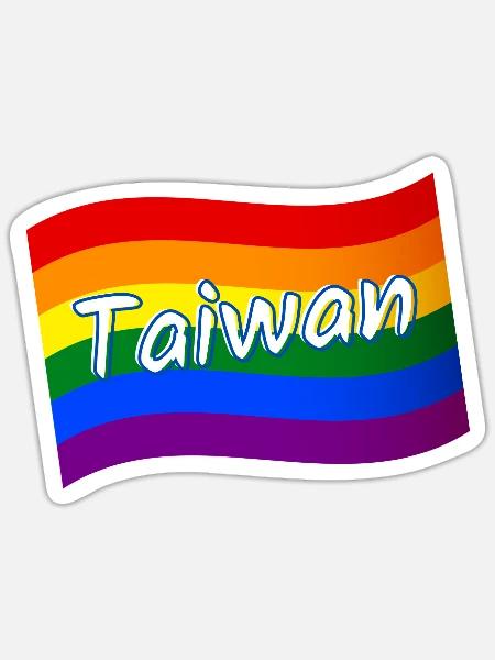 Gay Pride Taiwan Taiwanesische Regenbogenflagge LGBT LGBTQ - Sticker Größe S (10 x 10 cm) - Mattweiß