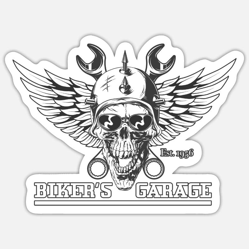 Biker's Garage - Sticker size S (10 x 10 cm) - white matte