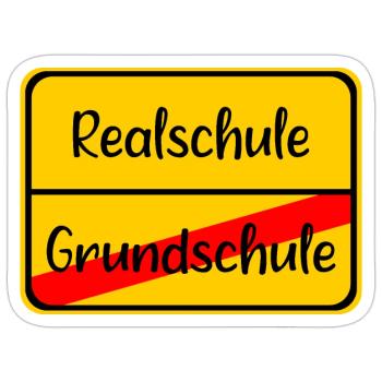 Realschule Grundschule Schule Schild Übergang - Sticker Größe S (10 x 10 cm) - Mattweiß - Vorne