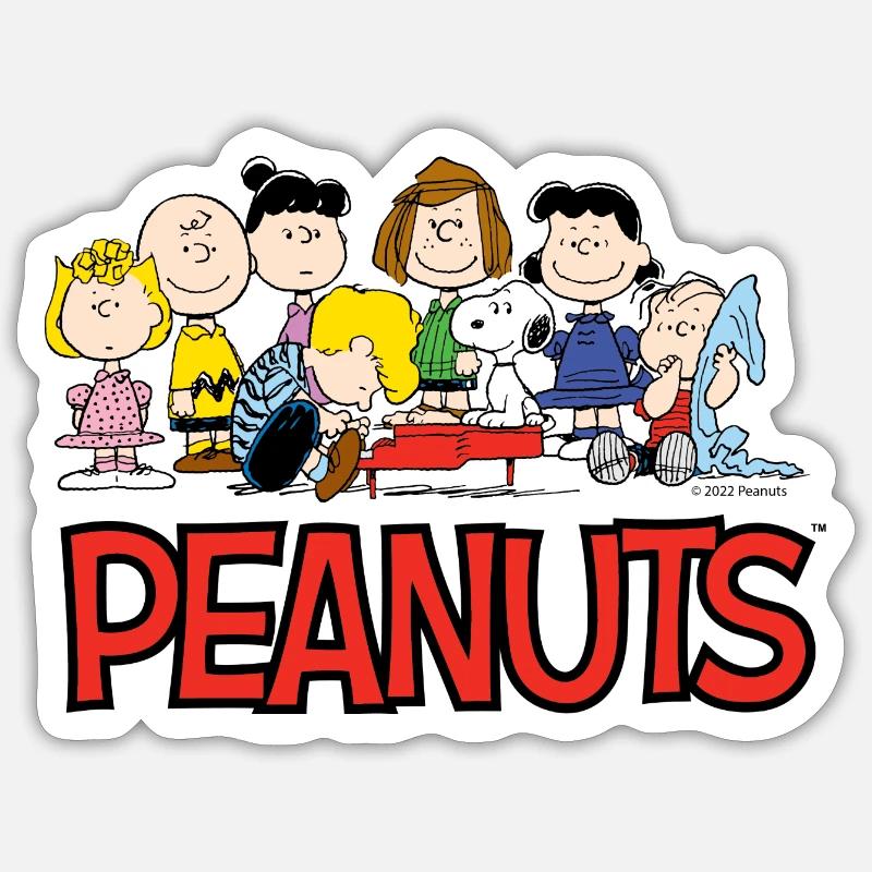 Peanuts Snoopy e il logo dei suoi amici - Sticker formato S (10 x 10 cm) - bianco opaco
