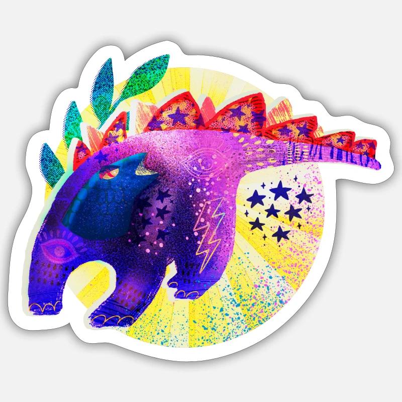 Rétro Riso Dino - Sticker taille S (10 x 10 cm) - blanc mat