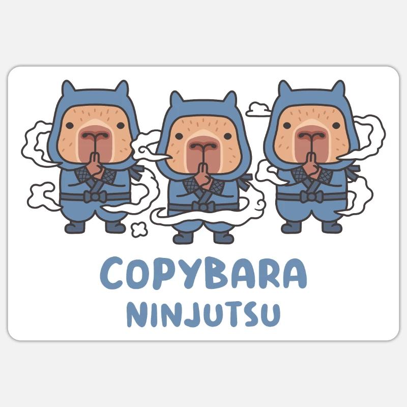Mignon Capybaras Ninjas Copybara Ninjutsu Sticker taille S (10 x 10 cm)