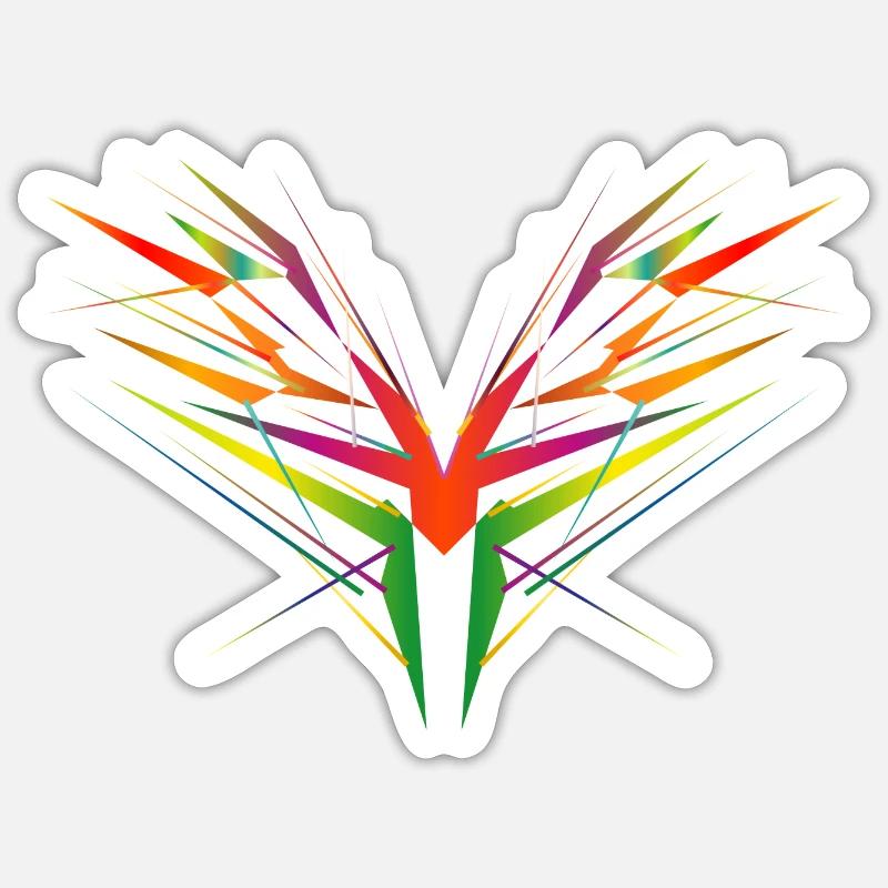 forme d’aile abstraite colorée - Sticker taille S (10 x 10 cm) - blanc mat