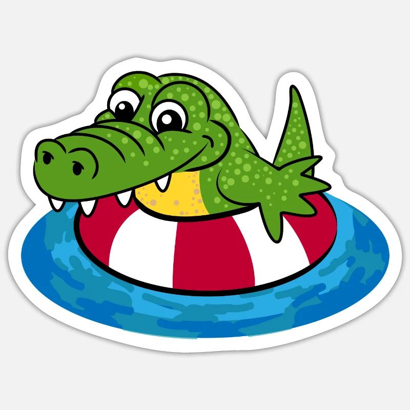 Rocco das Kroko - Sticker Größe S (10 x 10 cm) - Mattweiß