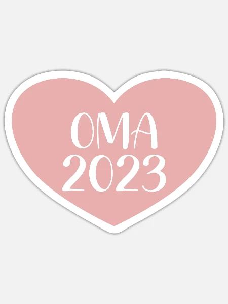 Oma 2023 Herz - Sticker Größe S (10 x 10 cm) - Mattweiß