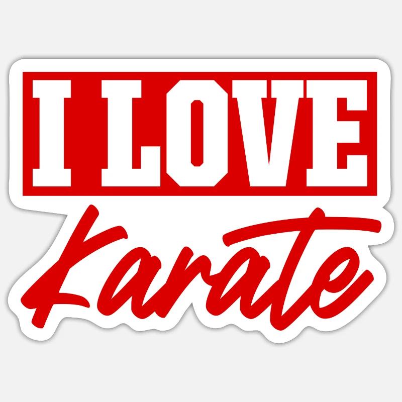 J’adore le karaté - Sticker taille S (10 x 10 cm) - blanc mat