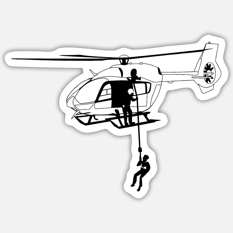 ec145 Hubschrauber Helikopter Helicopter Pilot - Sticker Größe S (10 x 10 cm) - Mattweiß