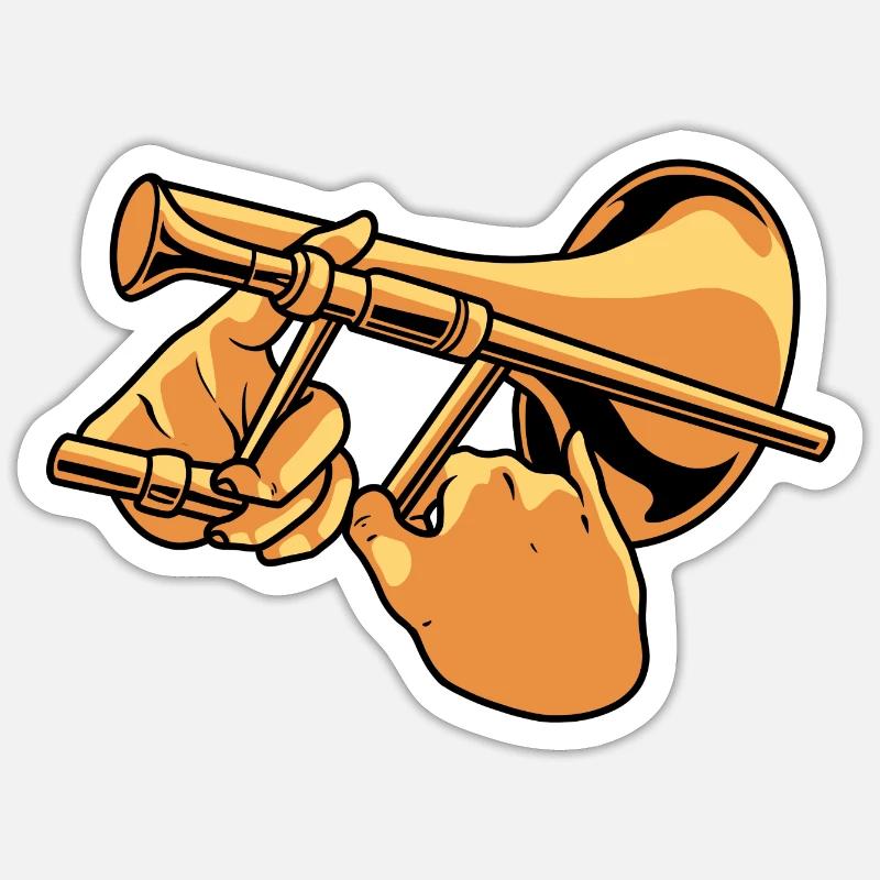 Trombone - Sticker size S (10 x 10 cm) - white matte