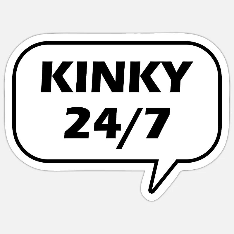 texte kinky vingt-quatre sept - Sticker taille S (10 x 10 cm) - blanc mat
