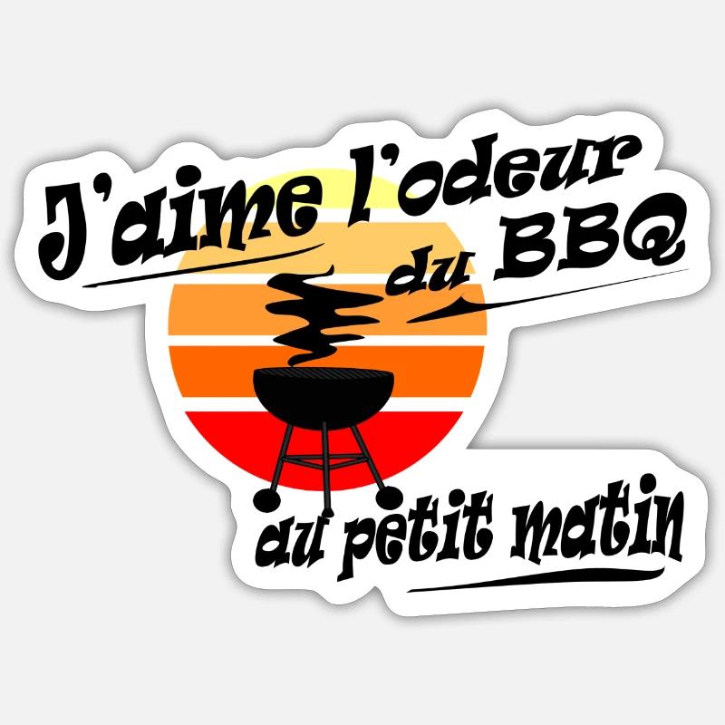 BBQ au petit matin - Sticker taille S (10 x 10 cm) - blanc mat