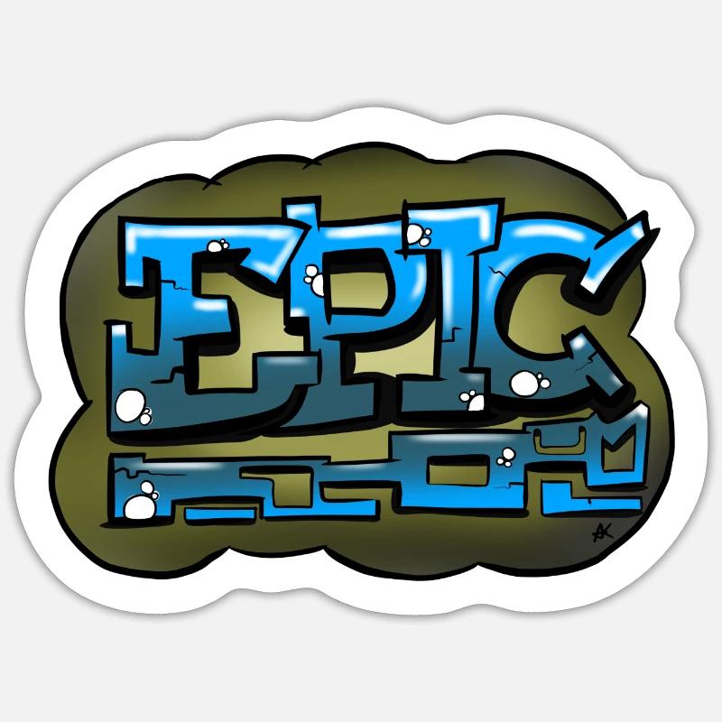 Lettrage Graffiti Épique - Sticker taille S (10 x 10 cm) - blanc mat