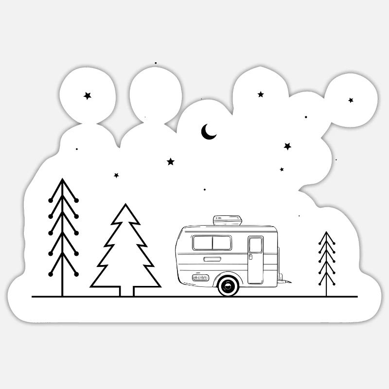 Camping minimal - - Sticker Größe S (10 x 10 cm) - Mattweiß