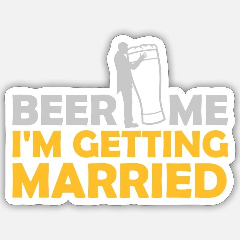 Beer Me Me marier - Sticker taille S (10 x 10 cm) - blanc mat