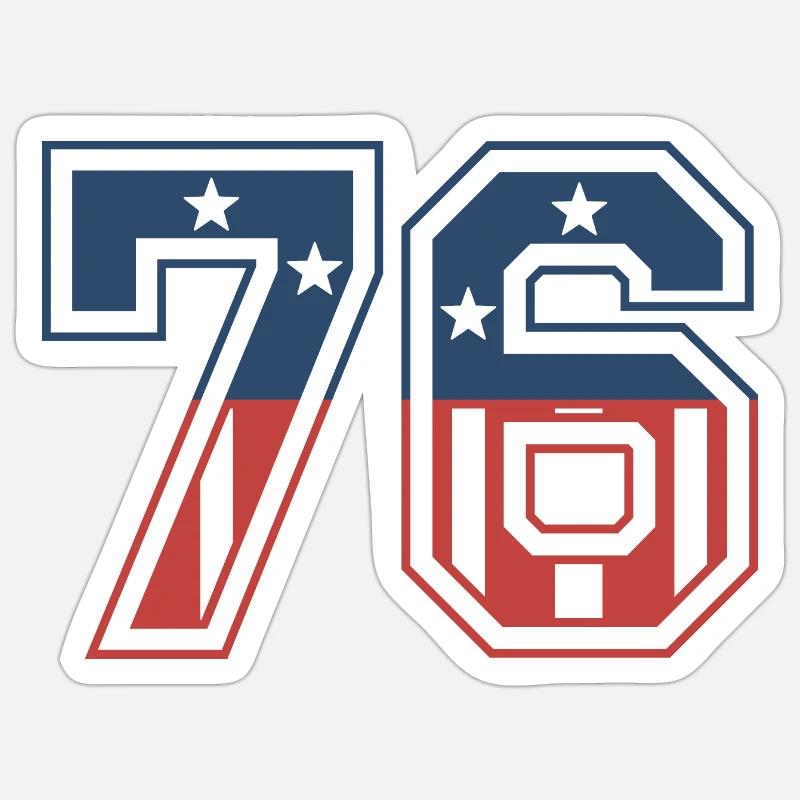Numéro 76 États-Unis - Sticker taille S (10 x 10 cm) - blanc mat