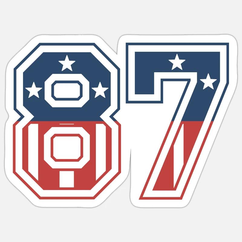 Numéro 87 États-Unis - Sticker taille S (10 x 10 cm) - blanc mat