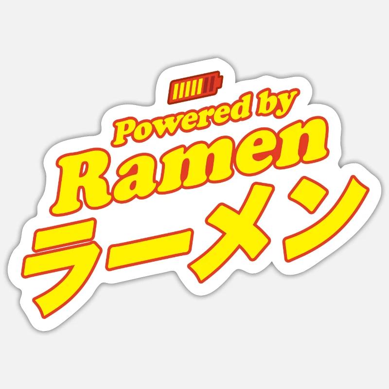 Propulsé par Ramen - Sticker taille S (10 x 10 cm) - blanc mat