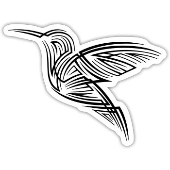 Tatouage tribal de colibri - Sticker taille S (10 x 10 cm) - blanc mat - Devant