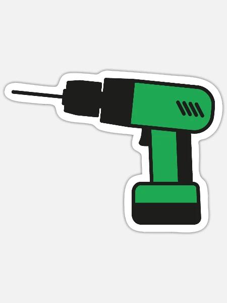 Werkzeug Akkuschrauber Bohrmaschine - Sticker Größe S (10 x 10 cm) - Mattweiß