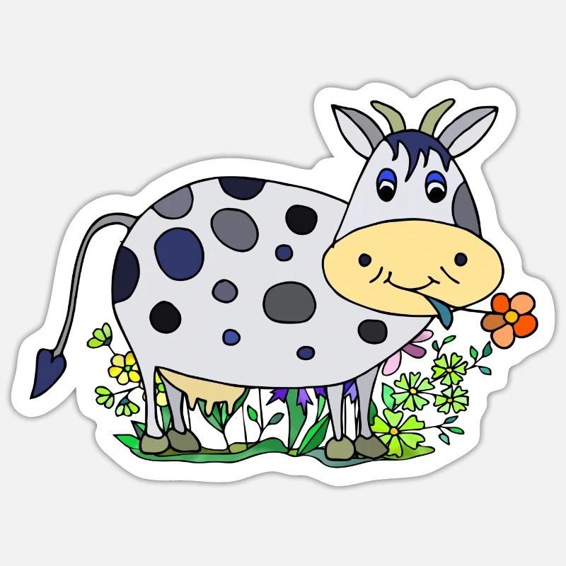Vache - Sticker taille S (10 x 10 cm) - blanc mat