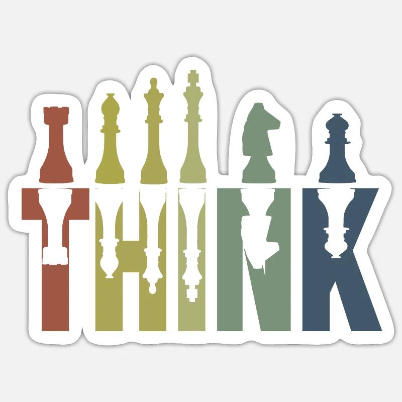 Pensez roi des échecs - Sticker taille S (10 x 10 cm) - blanc mat