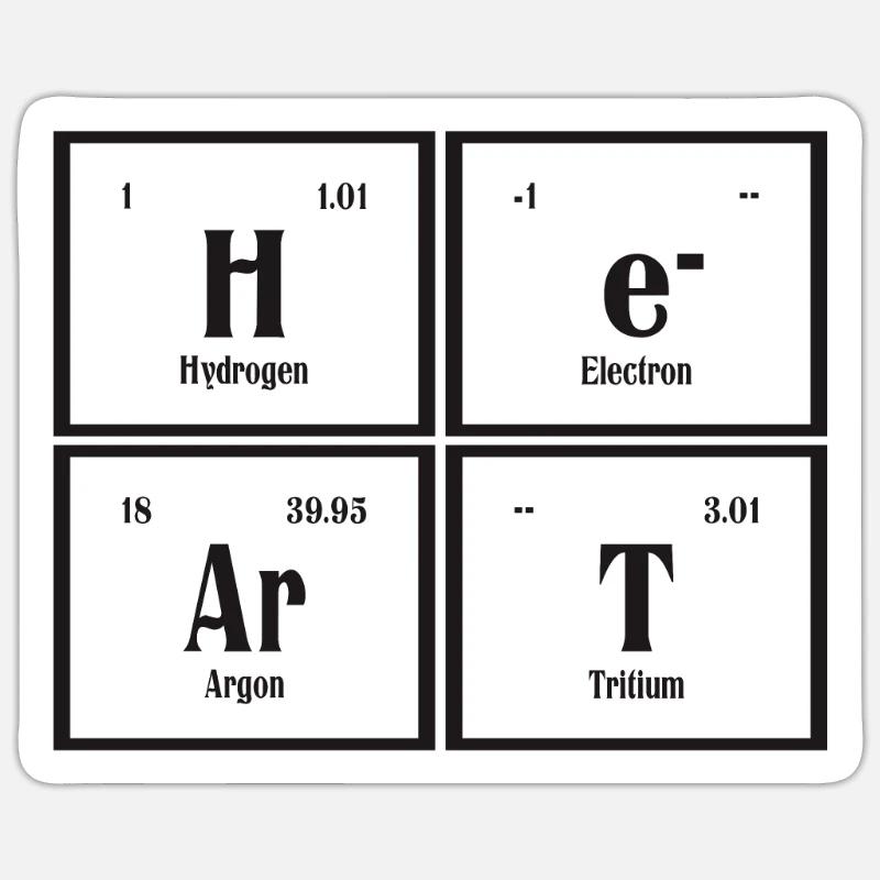 Herz - Periodensystem der Elemente - Sticker Größe S (10 x 10 cm) - Mattweiß