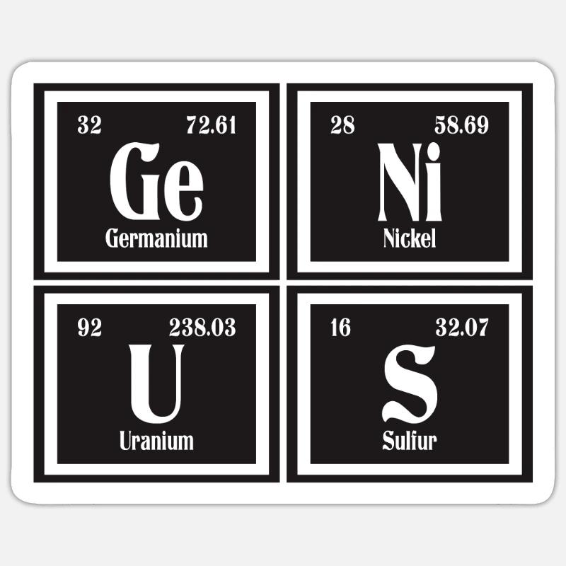 Genius | Periodensystem der Elemente - Sticker Größe S (10 x 10 cm) - Mattweiß