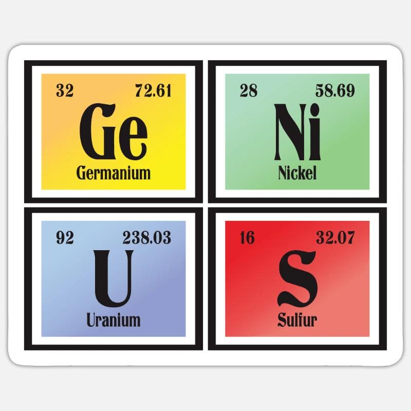 Genius | Periodensystem der Elemente - Sticker Größe S (10 x 10 cm) - Mattweiß