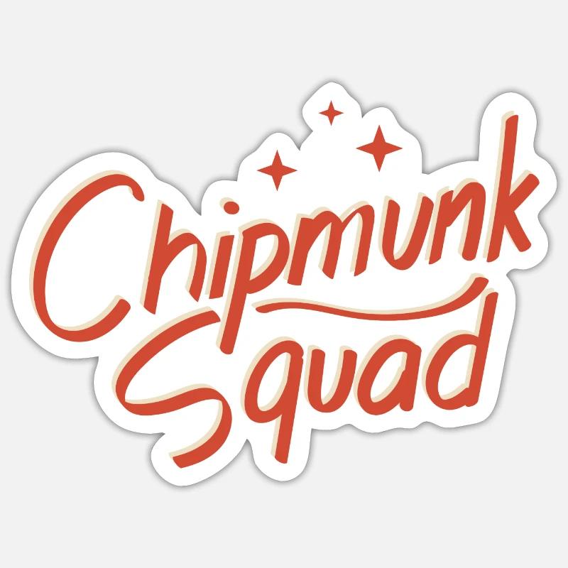 Chipmunk Squad Süßes Eichhörnchen Waldtier - Sticker Größe S (10 x 10 cm) - Mattweiß