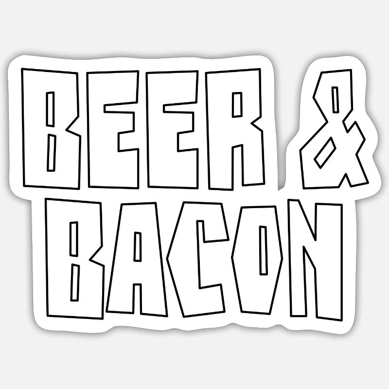 Bière & Bacon - Sticker taille S (10 x 10 cm) - blanc mat